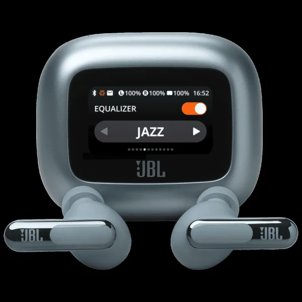 JBL Live Beam 3 TWS Earbuds with Adaptive Noise Cancellation (IP55 Waterproof & Dustproof, Touchscreen Display, Blue)