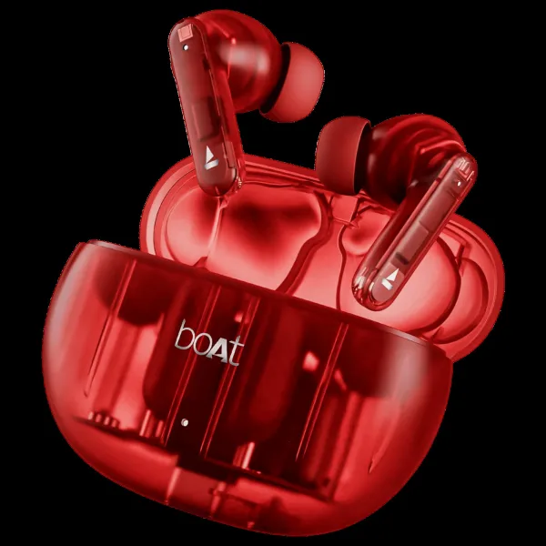 boAt Airdopes 191 ANC TWS Earbuds with Active Noise Cancellation (IPX5 Splash Resistant, 4Mics ENx, Pellucid Red)