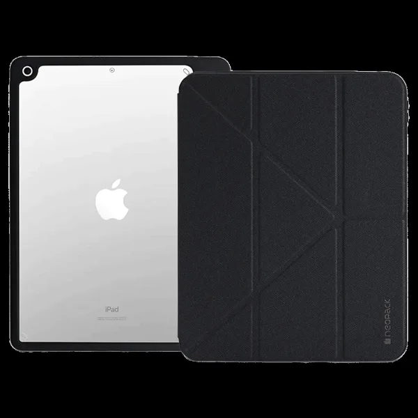 neopack Alpha Flip Case for Apple iPad 10.2 Inch with Pencil Holder (All Gen) (Transparent Back Shell Design, Black)