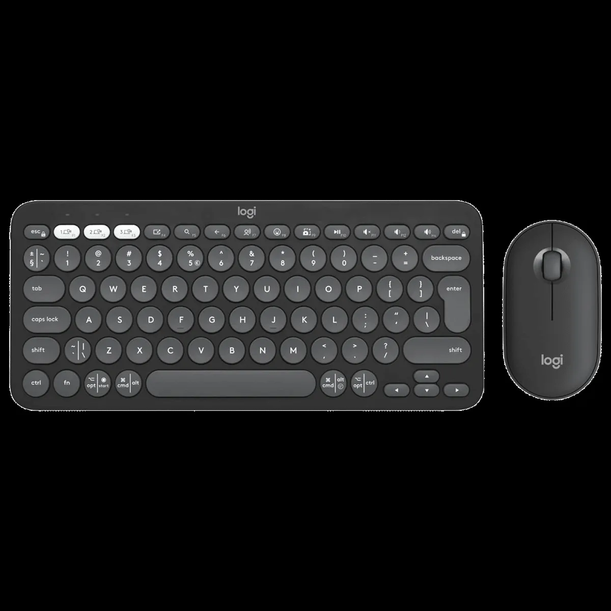 logitech Pebble 2 Wireless Keyboard and Mouse Combo (Multi-Device Pairing, 4000 DPI Adjustable, Graphite)