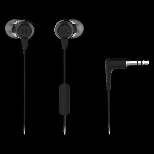 JBL T50HIBLKIN Wired Earphone with Mic (In Ear, Black)