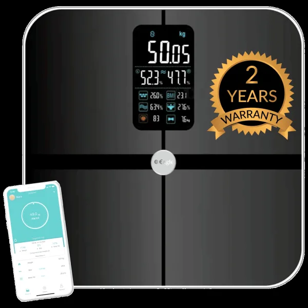 Eagle Digital Weight Scale (Battery Powered, 17 Vital Body Parameteres, EEP1002A, Charcoal Black)