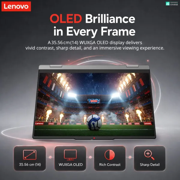 Lenovo IdeaPad Slim 5 14IPH11 Intel Core Ultra 7 Thin & Light Laptop (16GB, 512GB SSD, Windows 11 Home, 14 inch WUXGA OLED Display, MS Office 2024, Luna Grey, 1.37 KG)