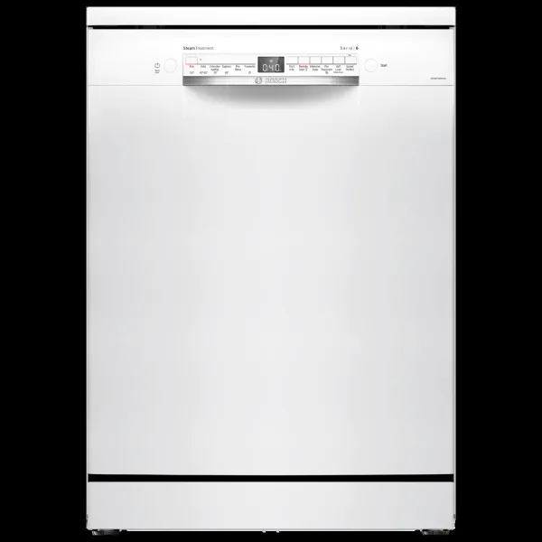 BOSCH Series 6 14 Place Settings Free Standing Dishwasher with Voice Assistant (White)