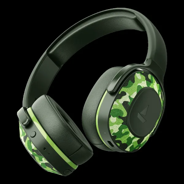 boAt Rockerz 413 Bluetooth Headphone with Mic (60 Hours Playback, Over Ear, Army Green)