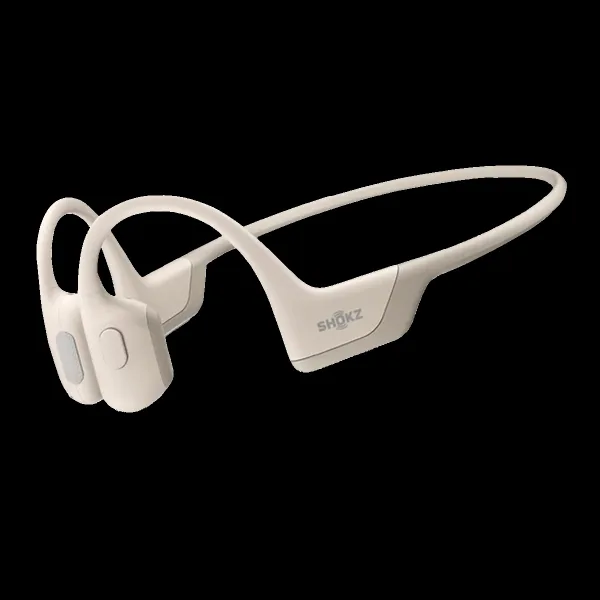 SHOKZ OpenRun Pro Bone Conduction Bluetooth Headphone with Noise Isolation (IP55 Water Resistant, Premium Sound, Beige)