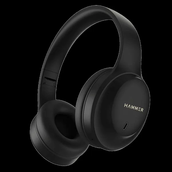 Hammer Bash Plus Bluetooth Headphone with Mic (Environmental Noise Cancellation, Over Ear, Black)