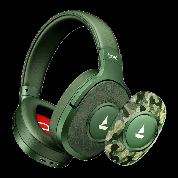 boAt Rockerz Plus 550 Bluetooth Headphone with Mic (Dual Pairing, Over Ear, Green Militia)
