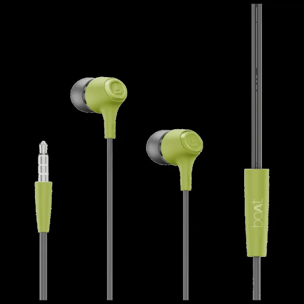 boAt Bassheads 95 Wired Earphone with Mic (3.5mm Connector, In Ear, Spirit Lime)