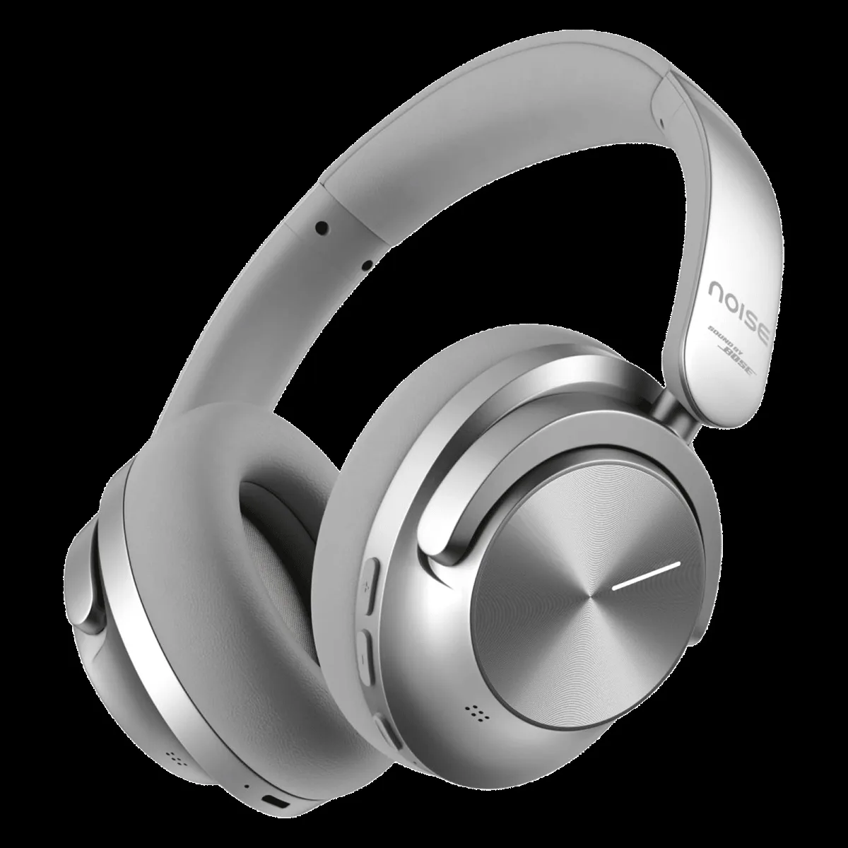 noise Master Buds Max Bluetooth Headphone with Mic (Adaptive Active Noise Cancellation, Over Ear, Silver)