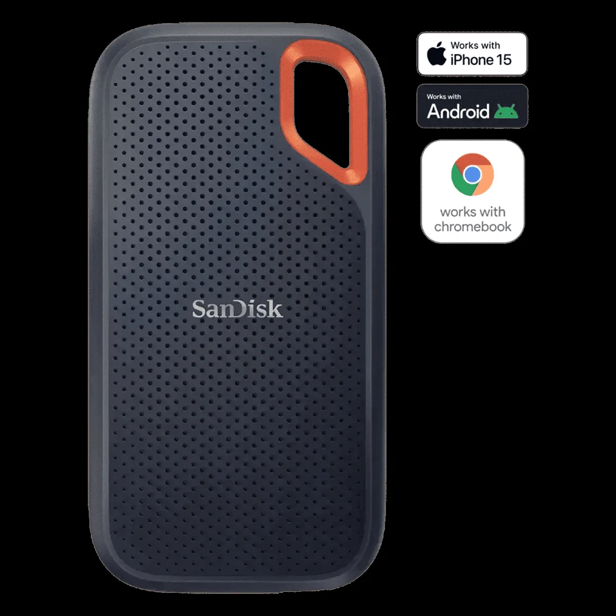 SanDisk Extreme 1TB USB Type-C (3.2) Portable Solid State Drive (Drop Protection, Black)