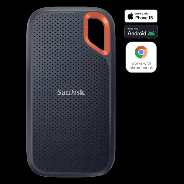SanDisk Extreme 1TB USB Type-C (3.2) Portable Solid State Drive (Drop Protection, Black)