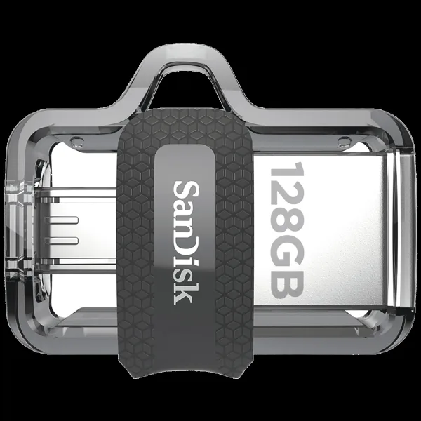 SanDisk Ultra Dual Drive m3.0 128GB Micro USB, USB (3.0) OTG Pen Drive (Retractable Design, Black & Gray)