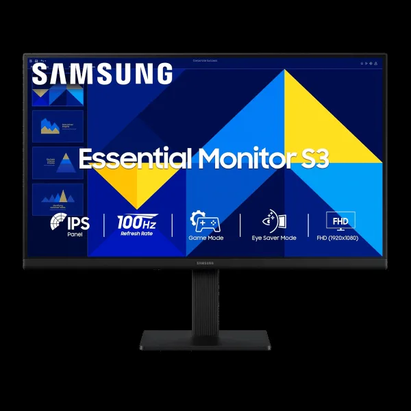 SAMSUNG Essential S3 68.6 cm (27 inch) Full HD IPS Panel Borderless Monitor with Eye Saver Mode & Less Screen Flickering