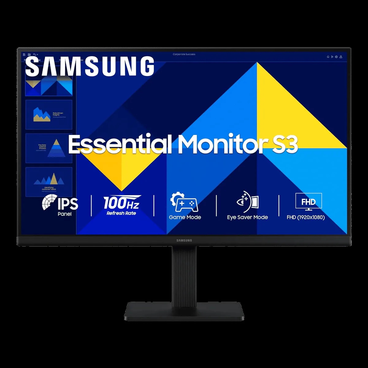 SAMSUNG Essential S3 54.6 cm (22 inch) Full HD IPS Panel Borderless Height Adjustable Monitor with Eye Saver Mode