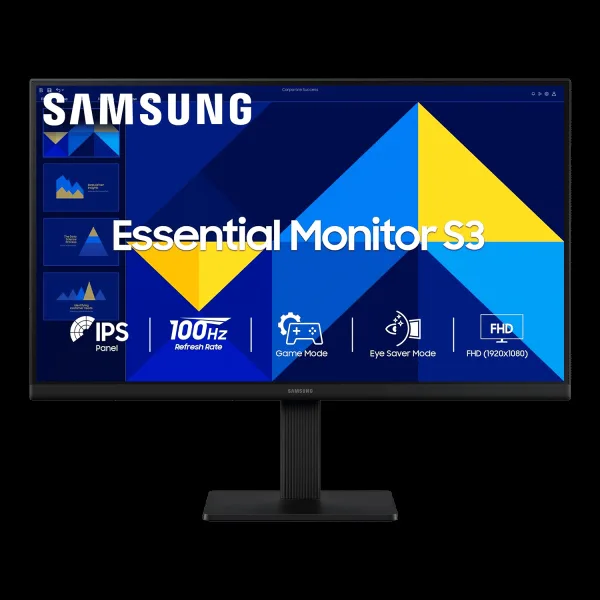 SAMSUNG Essential S3 60.5 cm (24 inch) Full HD IPS Panel Borderless Height Adjustable Monitor with Eye Saver Mode