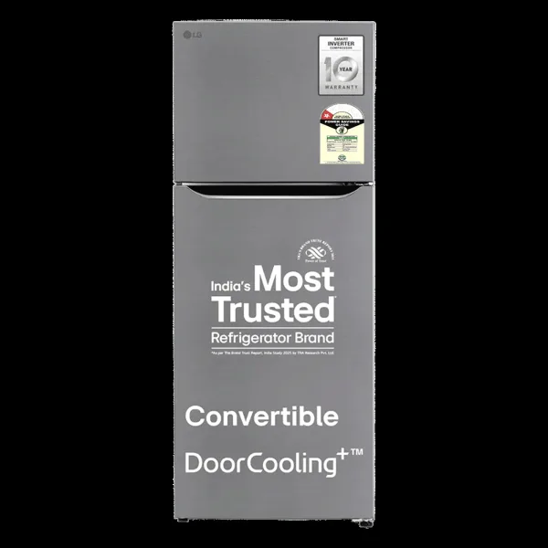 LG 446 Litres 1 Star Frost Free Double Door Convertible Refrigerator with Door Cooling Plus Technology (GL-T502CPZR, Shiny Steel)