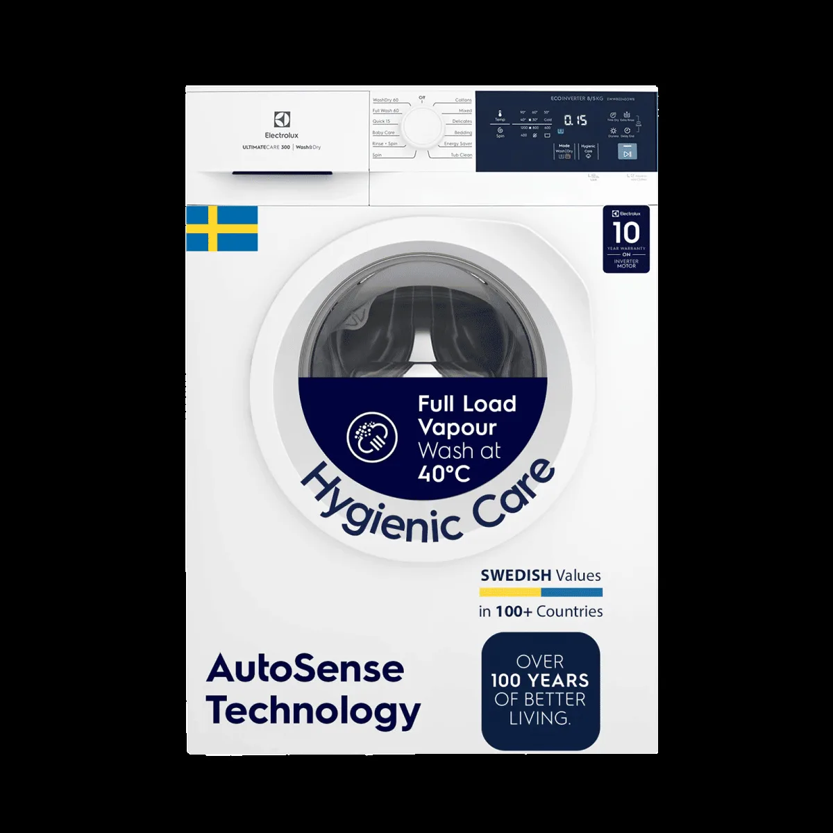Electrolux UltimateCare 300 8 kg/5 kg Fully Automatic Front Load Washer Dryer Combo (HygienicCare, EWW8024D3WB, White)