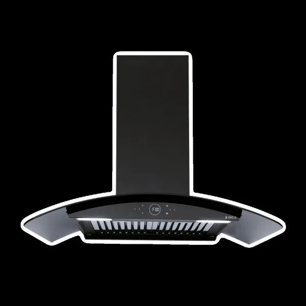 elica ISMART GLACE HAC BF LTW 75 NERO 75cm Ductless Wall Mounted Chimney with Capacitive Touch Controls (Black)