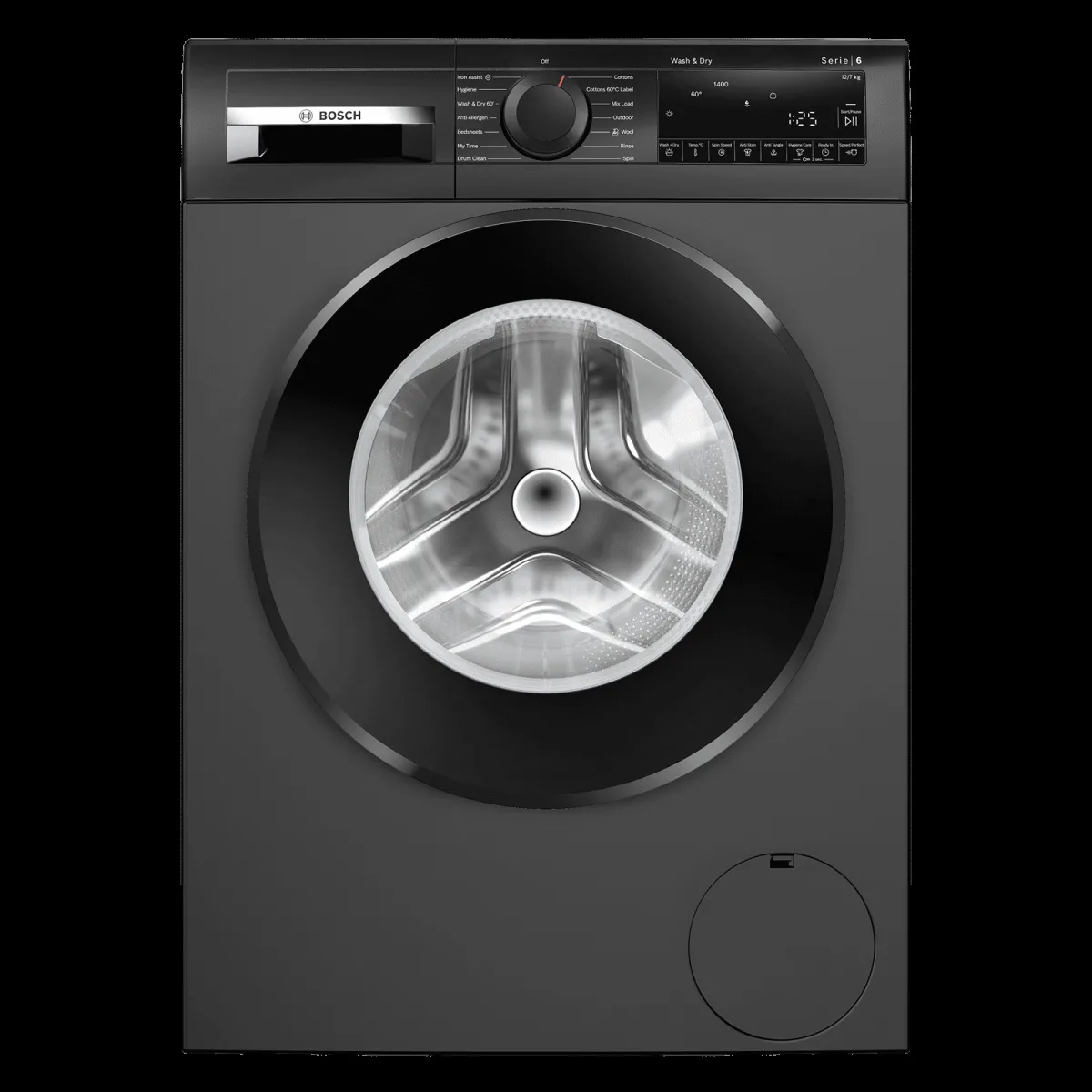 Bosch 12/7 kg Fully Automatic Front Load Washer Dryer (Series 6, WNA2740RIN, EcoSilence Drive, Cast Iron Grey)