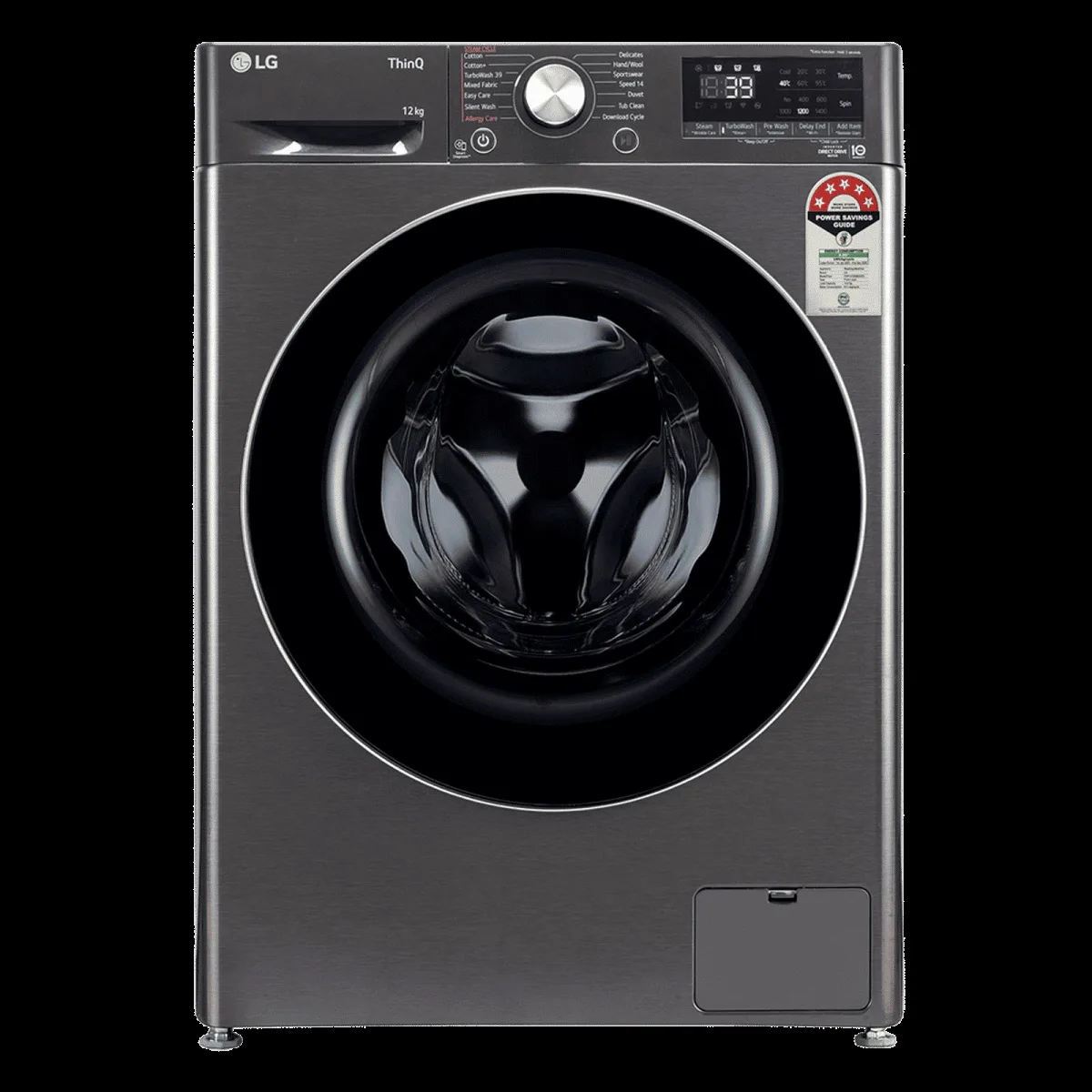 LG 12 kg 5 Star Wi-Fi Inverter Fully Automatic Front Load Washing Machine (FHP1412Z9B.APBQEIL, AI Direct Drive, Platinum Black)