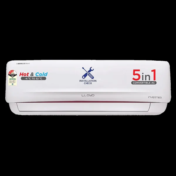 LLOYD Arctic 5 in 1 Convertible 1.5 Ton 3 Star Hot and Cold Inverter Split AC with Anti Viral Dust Filter (Copper Condenser, GLS18H3FWRHP)