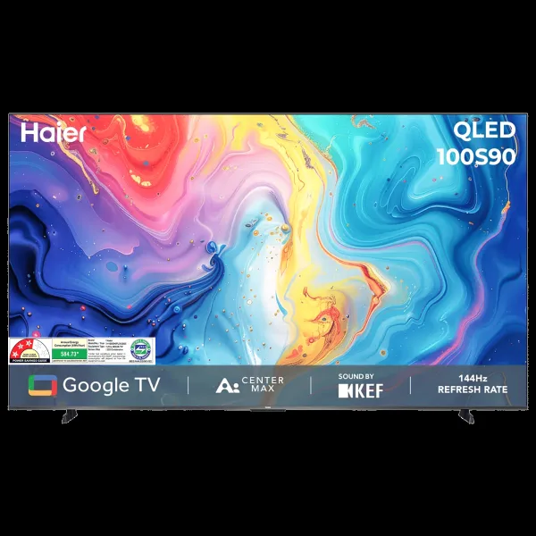 Haier S90 253 cm (100 inch) 3 Star QLED 4K Ultra HD Smart Google TV with Google Assistant (2025 model)