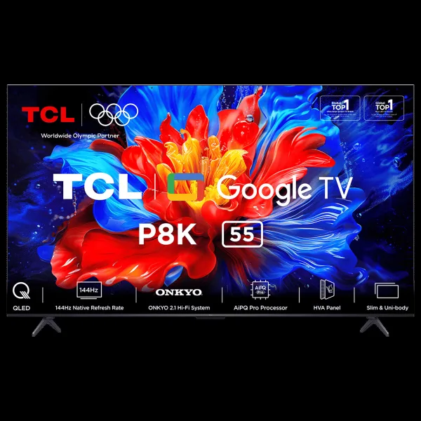 TCL P8K 140 cm (55 inch) QLED 4K Ultra HD Smart Google TV with Google Voice Assistant (2025 model)
