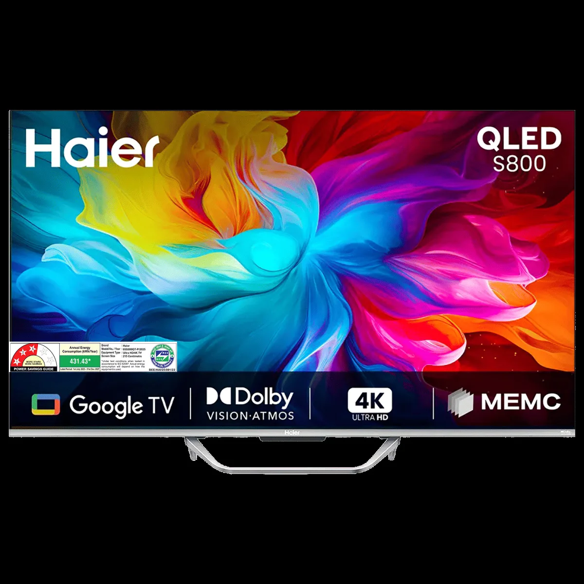 Haier S800 215 cm (85 inch) 3 Star QLED 4K Ultra HD Smart Google TV with Google Assistant (2025 model)