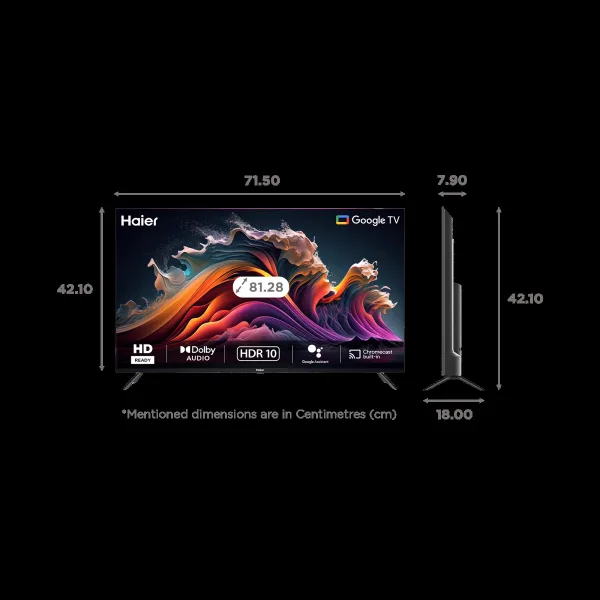 Haier 80 cm (32 inch) HD Ready LED Smart Google TV with Google Assistant (2025 model)