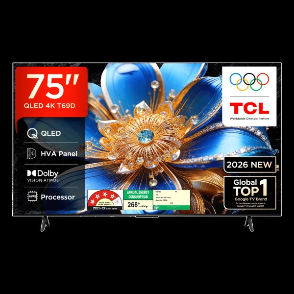 TCL T series 190.5 cm (75 inch) 4 Star QLED 4K Super Ultra HD Smart Google TV with Google Voice Assistant (2026 Model)