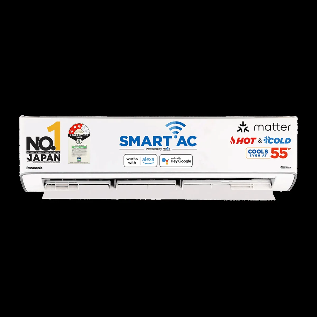 Panasonic EZ 7 in 1 Convertible 1.5 Ton 3 Star Hot & Cold Inverter Split Smart AC with Voice Control (2025 Model, Copper Condenser, CS/CU-EZ18BKYXFM)
