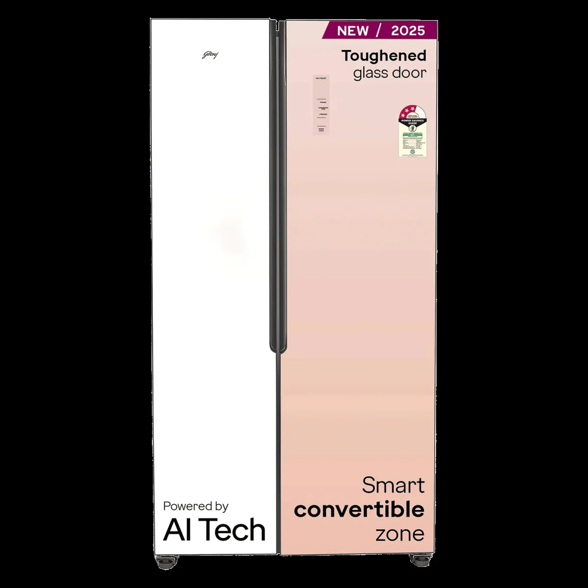 Godrej 600 Litres 3 Star Frost Free Side by Side Refrigerator with Powered By AI (RS EONVELVET 646C RIT, Opera Rose)