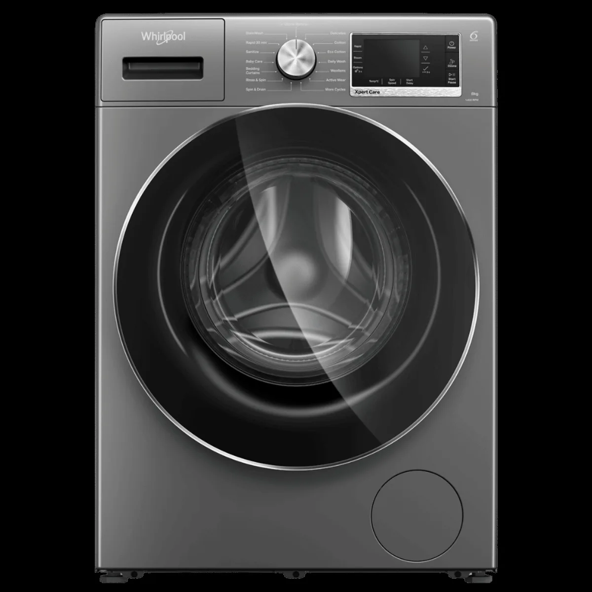 Whirlpool 8 kg 5 Star Inverter Fully Automatic Front Load Washing Machine (XPERT CARE OZONE, XO8014BYM53E, In-built Heater, Midnight Grey)