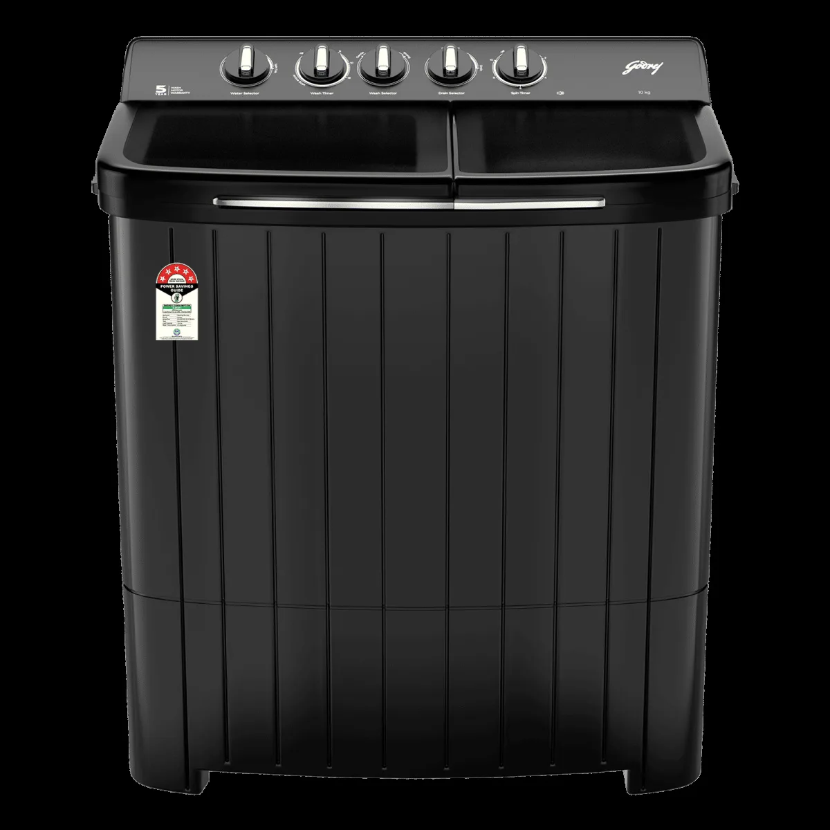 Godrej 10 kg 5 Star Semi Automatic Washing Machine with Aqua Power Pulsator (Edge Rio, WS EDGE RIO 100 5.0 TB3 SLGR, Slate Grey)