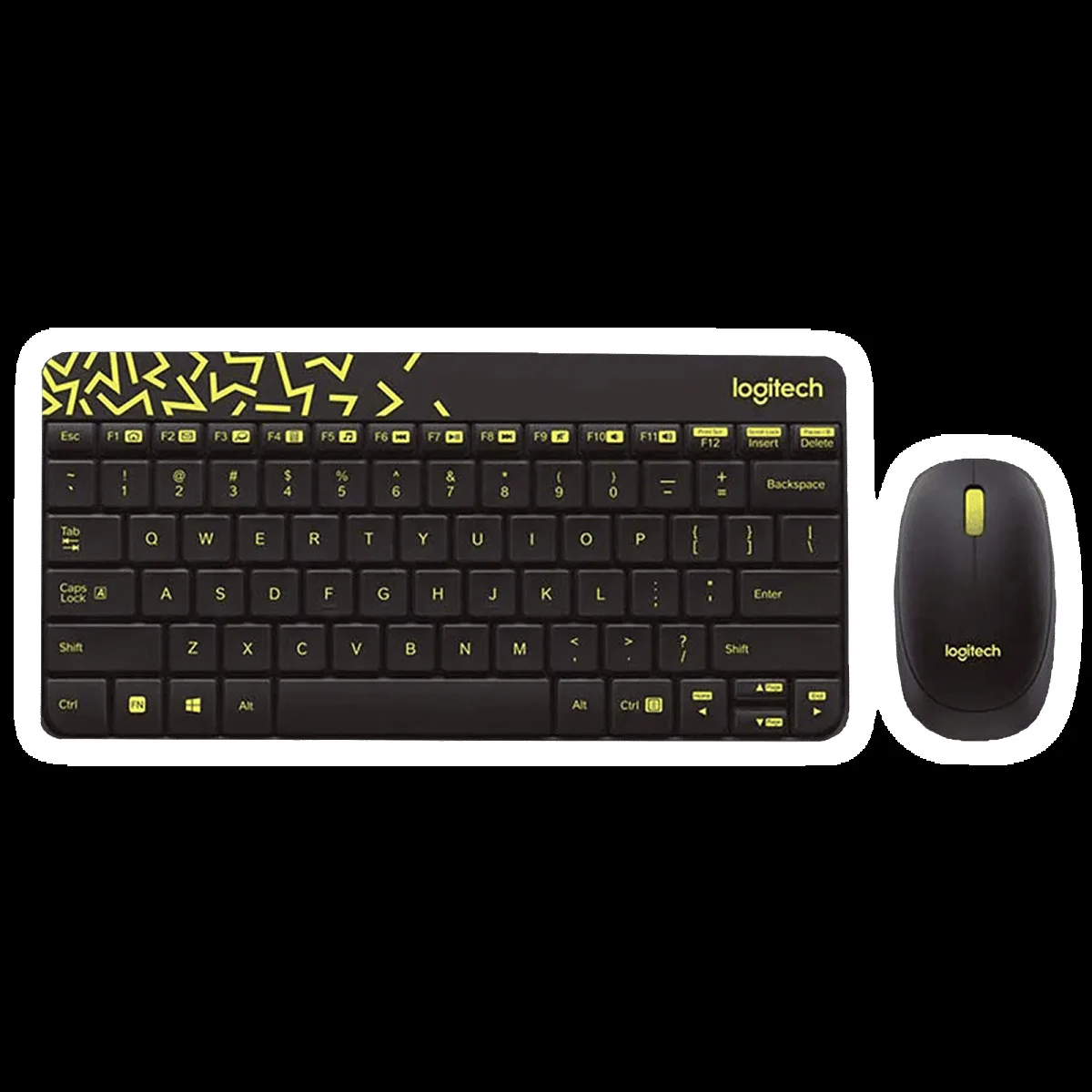logitech MK240 2.4 GHz Wireless Keyboard & Mouse Combo (1000 DPI, Spill Resistant, Black & Chartreuse Yellow)