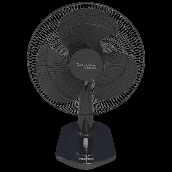 Crompton Torpedo 400mm 3 Blade High Speed Torpedo Table Fan (Smooth Oscillation, Black)