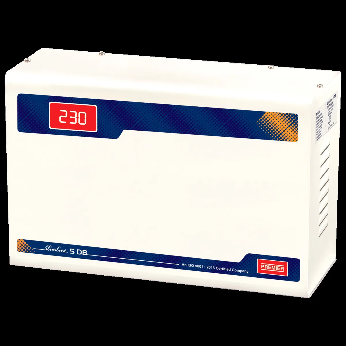 Premier Slimline Double Boost 15 Amps Voltage Stabilizer For 2T Air Conditioner (145 - 270 V, Digital Display, 5KVA, White)
