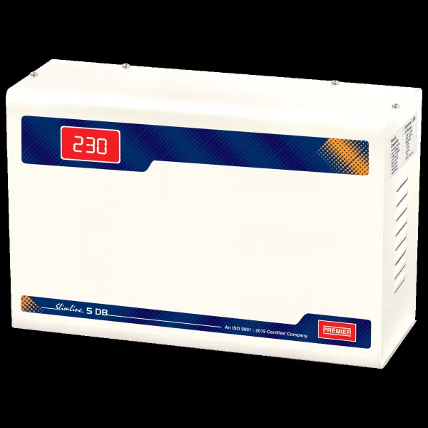 Premier Slimline Double Boost 15 Amps Voltage Stabilizer For 2T Air Conditioner (145 - 270 V, Digital Display, 5KVA, White)