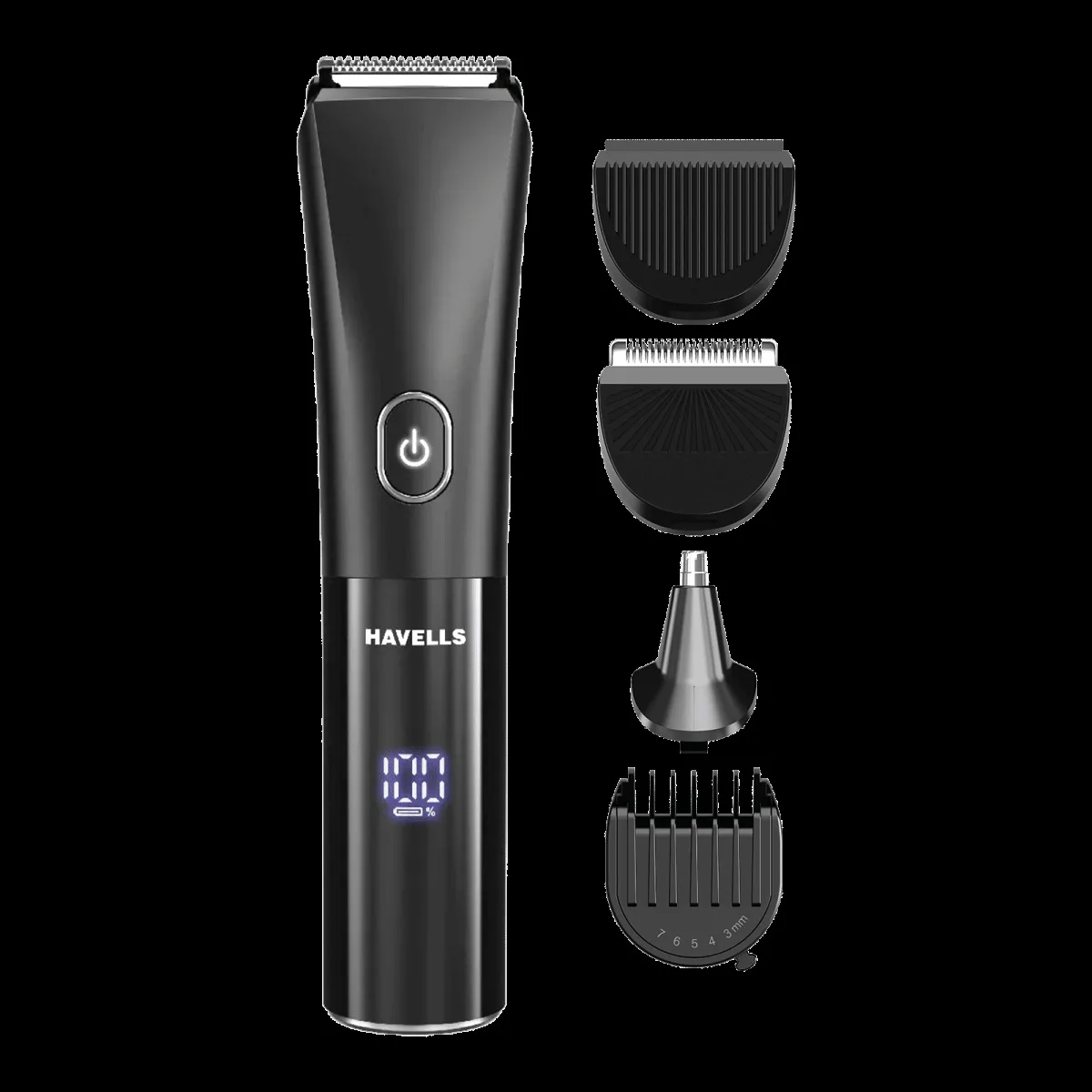 Havells GS6668 10-in-1 Rechargeable Cordless Grooming Kit for Beard, Hair, Body, Nose & Ear for Men (90mins Runtime, Fast Charging, Black)