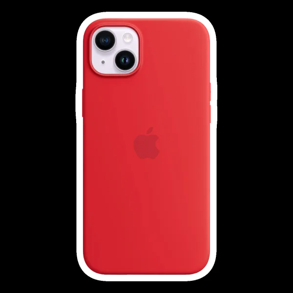 Apple Soft Silicone Back Cover for Apple iPhone 14 Plus (MagSafe Charging Support, (Product) Red)
