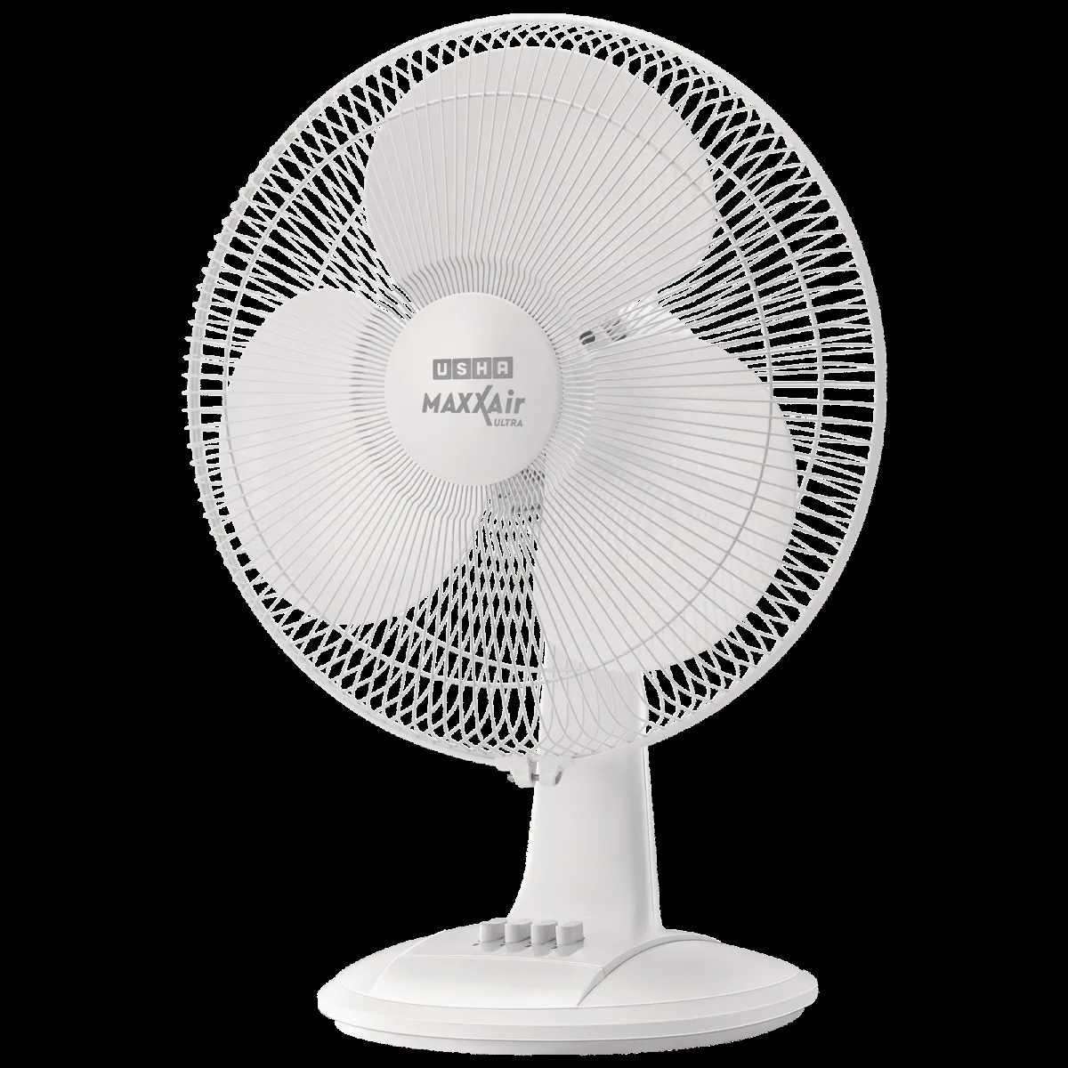 USHA Maxx Air Ultra 400mm 3 Blade Thermal Overload Protector Table Fan (Jerk Free Oscillation, White)