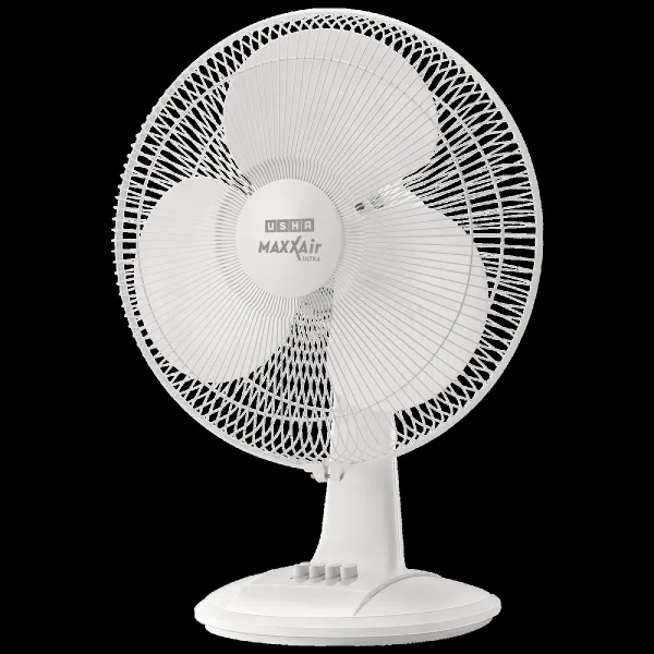 USHA Maxx Air Ultra 400mm 3 Blade Thermal Overload Protector Table Fan (Jerk Free Oscillation, White)