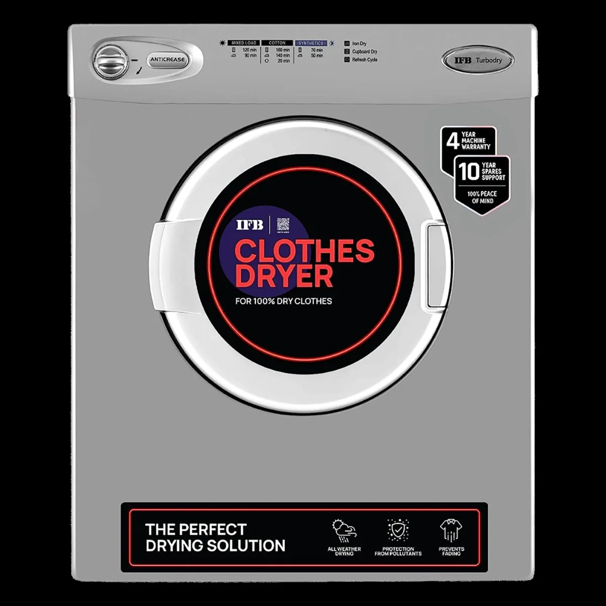 IFB 5.5 kg 5 Star Fully Automatic Front Load Dryer (TURBO DRY EX, Lint Filter, Silver)