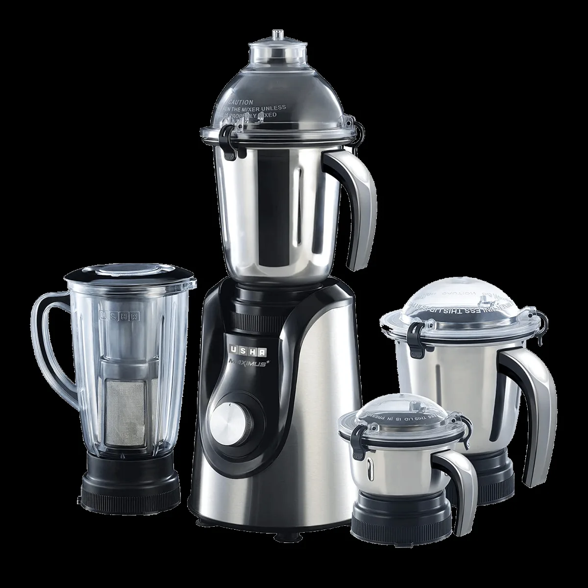 USHA Maximus Plus 800 Watt 4 Jars Mixer Grinder (21000 RPM, Overload Protection, Black)