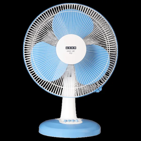 USHA Mist Air Flo 400mm 3 Blade Inverter Technology Table Fan (Durable Design, Light Blue)