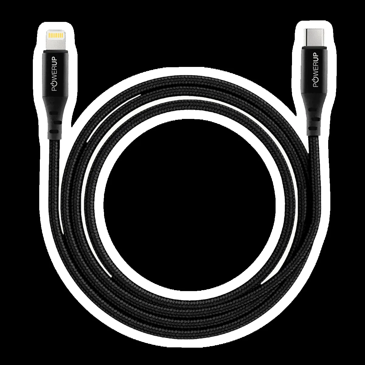 POWERUP Type C to Lightning 4.92 Feet (1.5M) Cable (Fast Charge and Data Sync, Black)