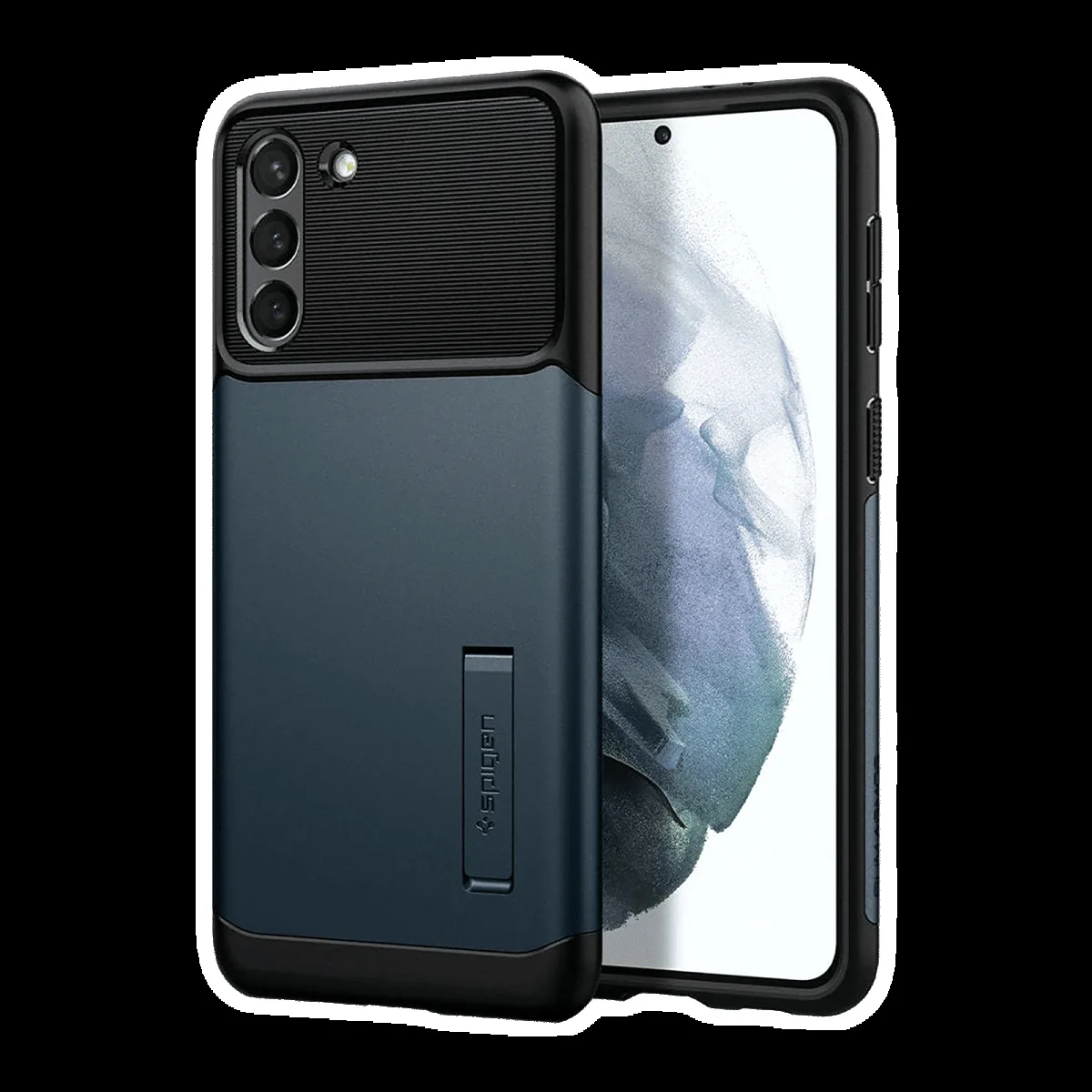 spigen Slim Armor TPU & Polycarbonate Back Case with Stand for SAMSUNG Galaxy S21 Plus (Wireless Charging Compatible, Metal Slate)