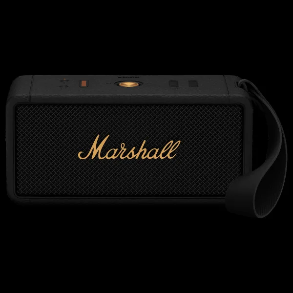 Marshall Middleton Portable Bluetooth Speaker (IP67 Water Resistant, 20 Plus Hours Playtime, Stereo Channel, Black and Brass)