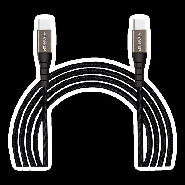 POWERUP Type C to Type C 4.9 Feet (1.5M) Cable (Reversible Design, Black)